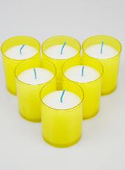 6 Bougies Votives - Veilleuses Jaunes - 20h