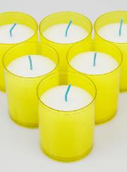 6 Bougies Votives - Veilleuses Jaunes - 20h