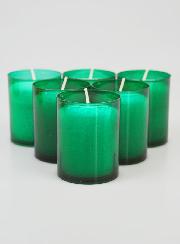 6 Bougies Votives - Veilleuses Vertes - 20h