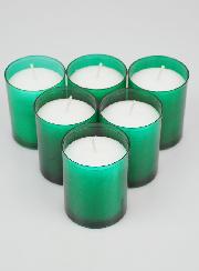 6 Bougies Votives - Veilleuses Vertes - 20h