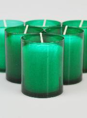 6 Bougies Votives - Veilleuses Vertes - 20h