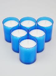 6 Bougies Votives - Veilleuses Bleues - 20h