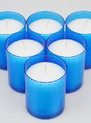 6 Bougies Votives - Veilleuses Bleues - 20h