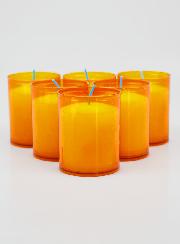 6 Bougies Votives - Veilleuses Oranges - 20h