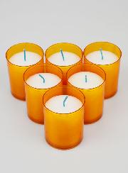 6 Bougies Votives - Veilleuses Oranges - 20h
