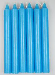 6 Bougies Teintées Masse Couleur Bleu Pastel
