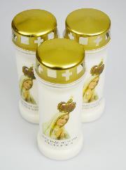 Lot de 3 Bougies de Cimetière - Notre Dame de Fatima
