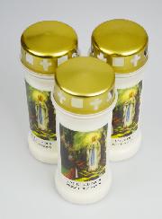 Lot de 3 Bougies de Cimetière - Notre Dame de Lourdes