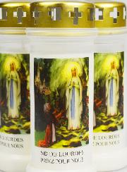 Lot de 3 Bougies de Cimetière - Notre Dame de Lourdes