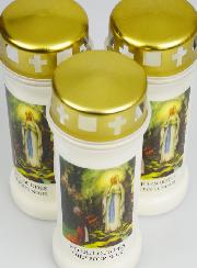 Lot de 3 Bougies de Cimetière - Notre Dame de Lourdes