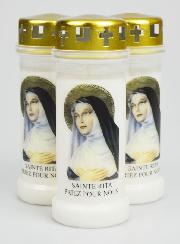 Lot de 3 Bougies de Cimetière - Sainte Rita