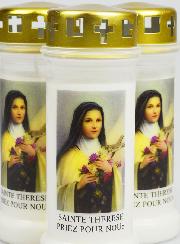 Lot de 3 Bougies de Cimetière - Sainte Thérèse
