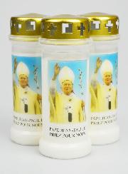Lot de 3 Bougies de Cimetière - Pape Saint Jean-Paul 2