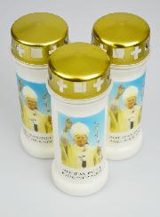 Lot de 3 Bougies de Cimetière - Pape Saint Jean-Paul 2