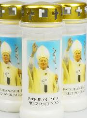 Lot de 3 Bougies de Cimetière - Pape Saint Jean-Paul 2