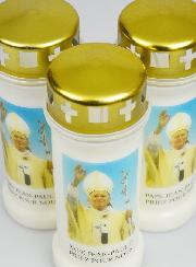 Lot de 3 Bougies de Cimetière - Pape Saint Jean-Paul 2