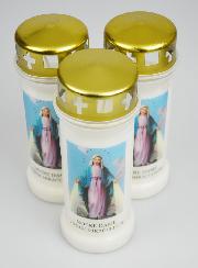 Lot de 3 Bougies de Cimetière - Sainte Vierge Miraculeuse