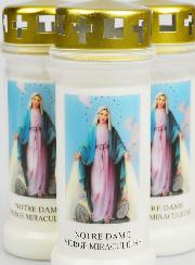 Lot de 3 Bougies de Cimetière - Sainte Vierge Miraculeuse
