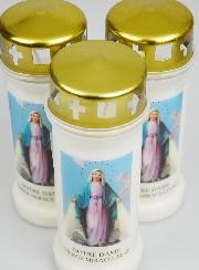 Lot de 3 Bougies de Cimetière - Sainte Vierge Miraculeuse
