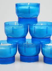 6 Bougies d'Église - Veilleuses Bleues - 6h