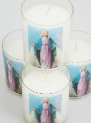 4 Bougies Veilleuses d'Eglise - Vierge Miraculeuse