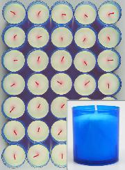 12 Bougies Votives - Veilleuses Bleues - 20h