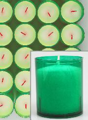 12 Bougies Votives - Veilleuses Vertes - 20h