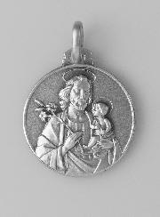 Médaille Saint Joseph en Argent Massif - 18mm