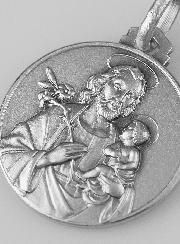 Médaille Saint Joseph en Argent Massif - 18mm