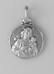 Médaille Saint Joseph en Argent Massif - 14mm