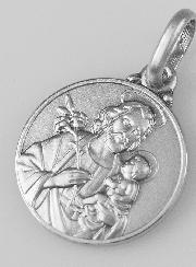 Médaille Saint Joseph en Argent Massif - 14mm