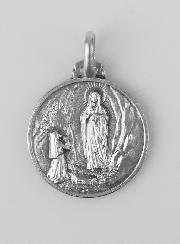 Médaille Notre Dame de Lourdes en Argent Massif - 18mm