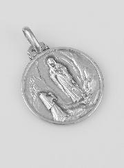 Médaille Notre Dame de Lourdes en Argent Massif - 18mm