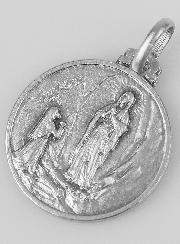 Médaille Notre Dame de Lourdes en Argent Massif - 18mm