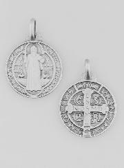 Médaille Saint Benoit en Argent Massif - 18mm