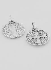 Médaille Saint Benoit en Argent Massif - 18mm
