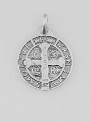 Médaille Saint Benoit en Argent Massif - 18mm