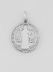 Médaille Saint Benoit en Argent Massif - 18mm