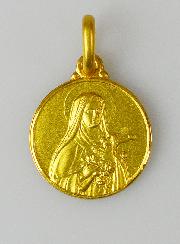 Médaille Sainte Thérèse en Plaqué Or - 14mm
