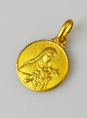 Médaille Sainte Thérèse en Plaqué Or - 14mm