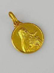 Médaille Sainte Thérèse en Plaqué Or - 14mm