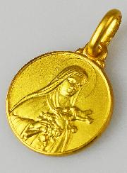 Médaille Sainte Thérèse en Plaqué Or - 14mm