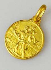 Médaille Saint Christophe en Plaqué Or - 14mm
