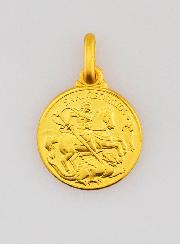 Médaille Saint Georges en Plaqué Or - 14mm