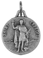 Médaille Saint Expédit en Métal Argenté - 18mm