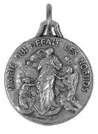 Médaille Marie qui Défait les Noeuds en Métal Argenté - 18mm