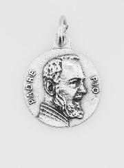 Médaille Padre Pio en Métal Argenté - 18mm