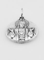 Médaille Sacré Coeur de Jésus en Métal Argenté - 18mm