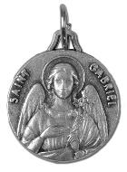 Médaille Ange Gabriel en Métal Argenté - 18mm