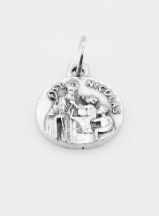 Médaille Saint Nicolas en Métal Argenté - 14mm